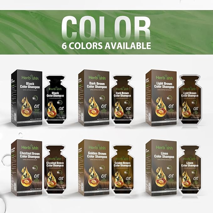 Golden Brown Hair Shampoo, Hair Color for Gray Coverage, 3 in 1 Hair Dye Shampoo - champu para tenir el cabello, Colors in Minutes, Easy to Use PPD Free Pouch 30mlx10p