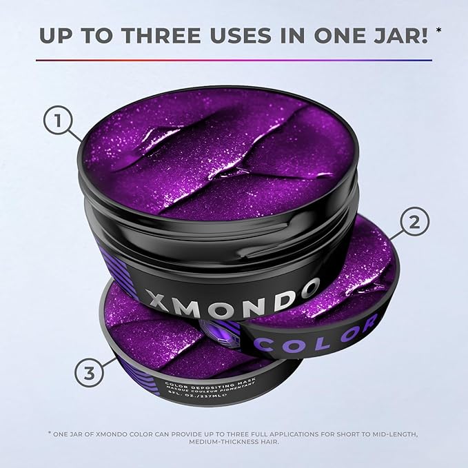 XMONDO Color Amethyst Depositing Mask & Semi-Permanent Purple Hair Dye | Infused with Bond Booster Technology & Hyaluronic Acid for Nourishment, Revitalization & Repair, Vegan Formula, 8 Fl Oz 1-Pack