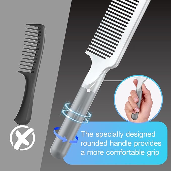 Hair Comb for Women and Men, Durable Detangling Hair Comb with Handle, Large Detangler Comb for Thin Straight Short Hair(White)