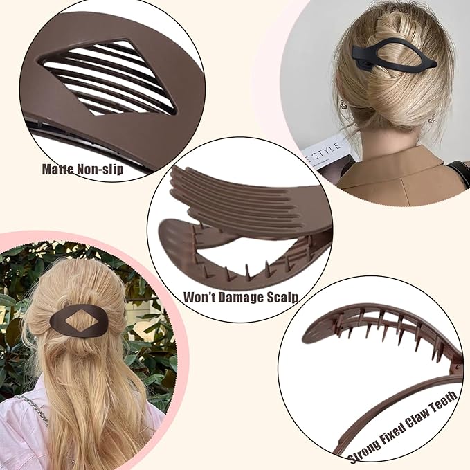Matte Flat Hair Clips for Women, 3 Styles Non-slip Flat Claw Clips for Thick or Thin Hair, for Curly Straight Duckbills Flat Hairs Clips For Women & Girls