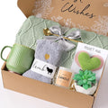 Birthday Gifts for Women, Get Well Soon Self Care Package Box, Sympathy Inspirational Gift After Surgery Blanket, Sending Hug Baskets Thinking of You Feel Better for New Mom Wife Friend Sister (Green)