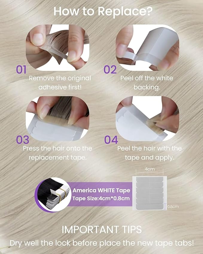 LaaVoo Tape in Hair Extensions Platinum Blonde Hair Extensions Tape in Human Hair Real Hair Tape on Extensions Silky Straight Hair 100g 40pcs 16inch