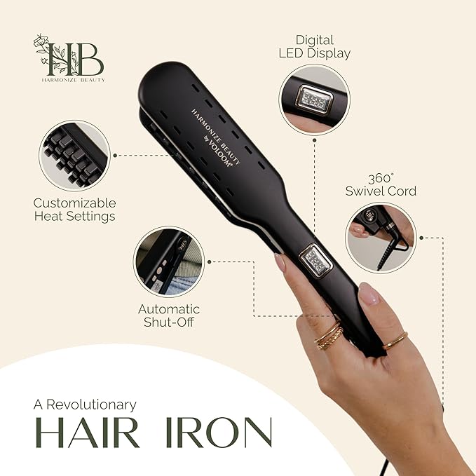 Harmonize Beauty VOLOOM 1.5" Hair Crimper Tool for Women - Volumizing Iron for Long Thick Hair - Professional Crimping Iron with Patented Plate Technology - Sleek Design for Instant Volume & Lift