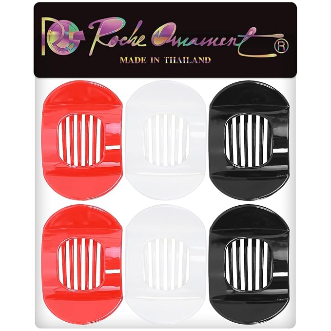 RC ROCHE 6 Pcs Flat Claw Hair Clips for Women Thick Hair French Round Duckbill Square Secure Strong Hold Grip Clamps Barrettes Curved No Slip No Crease Styling Cute Jumbo XL, Large Holiday Special