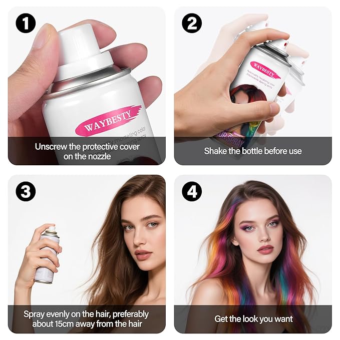 One-Day Hair Color Spray For Kids Women Men, Temporary Hair Dye Washable Hair Wax Color Non-Sticky For Cosplay Party DIY, Christmas Party, Halloween Crazy Hair Day (Silver, 4.06 oz)