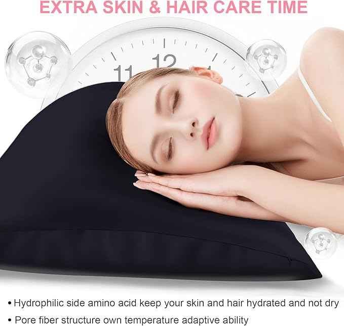Mulberry Silk Pillow Cases 2 Pack King Size 20x36 Inches with Hidden Zipper, Ultra Smooth and Soft Breathable Cooling Silk Satin Pillowcase Set of 2, Better for Hair and Skin, Gifts for Women Men
