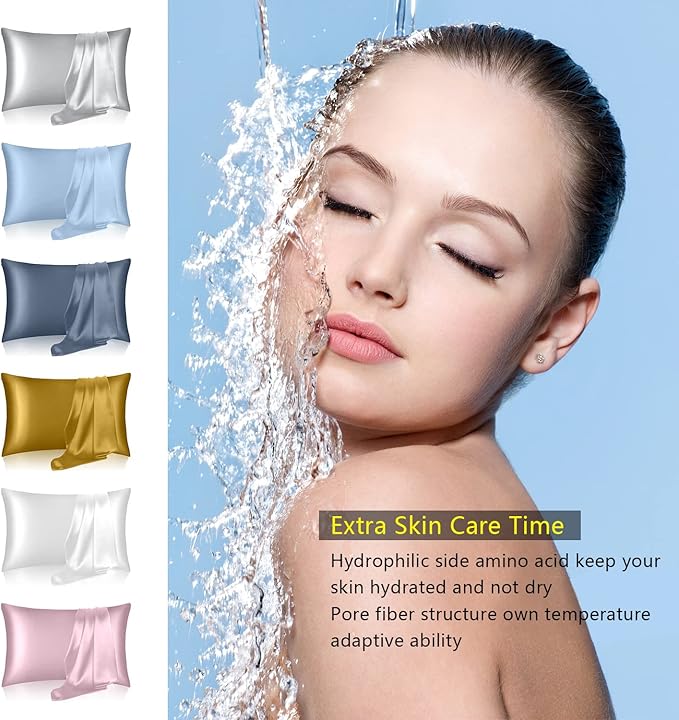 Silk Body Pillow Pillowcase, Mulberry Silk Body Pillow Cases with Zipper, Smooth, Anti Acne, Cooling Sleep Both Sides Natural Silk Satin 20x54 Body Pillowcase, Gifts for Women Men, Black
