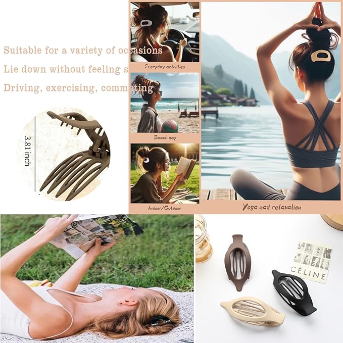Sunporx Flat Hair Clips for Womens Non-slip Hold Hair Barrettes Curved Flat Clips Duck Billed Barrettes for Thick and Thin Hair French Matte 4 PCS