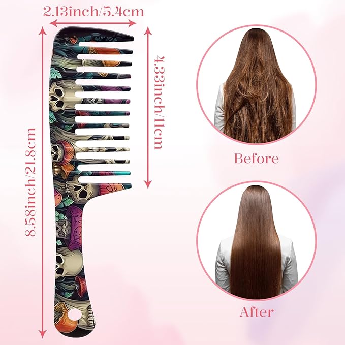 Wide Tooth Comb,Effortless Tangle Removal for Curly, Wet, Long Hair Wet,Cute Aesthetic Design for Women Men and Girls (Orange-20)