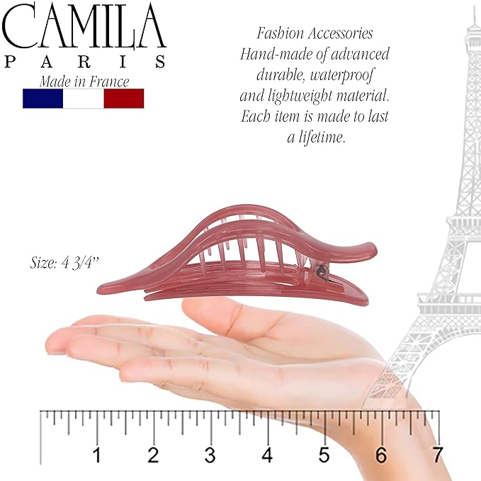 Camila Paris CP3232 French Hair Clips, Large Side Slide Hair Clips for Volume Hair, Strong Hold No Slip Grip, Girls Hair Claw Clips for Women, Durable Styling Girls Hair Accessories, Made In France
