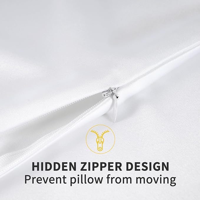 ZIMASILK 100% Pure Mulberry Silk Pillowcase for Hair and Skin Health,Soft and Smooth,Both Sides Premium Grade 6A Silk,600 Thread Count,with Hidden Zipper,1pc (Queen 20''x30'',White)