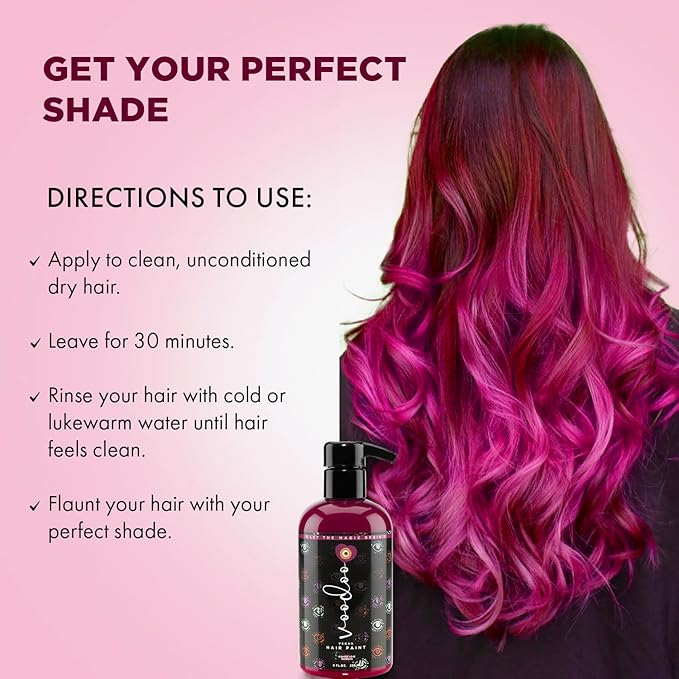 MOEHAIR Semi-Permanent Hair Color | Magenta Hair Dye 8 Oz | Voodoo Highest Love Magenta Hair Color | Temporary Hair Dye for Dark Hair | No Ammonia, Sulfate or Paraben