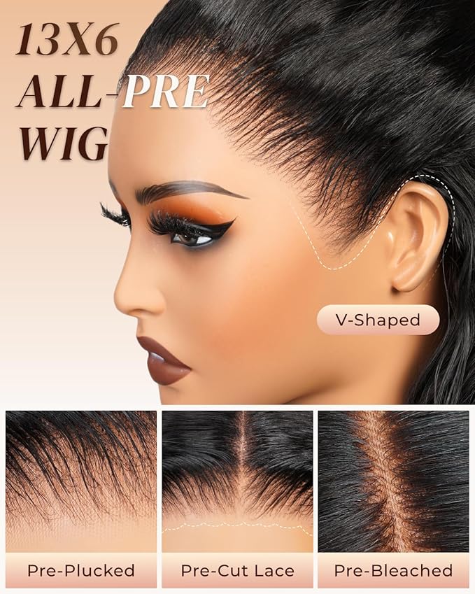 Arabella 13x6 Deep Curly Human Hair Wig 210% Density Curly Wigs Human Hair 100% Glueless Lace Front Wig 12a Pre Plucked Bleached Pre-Cut Wigs (30inch,13x6 deep curly wig)