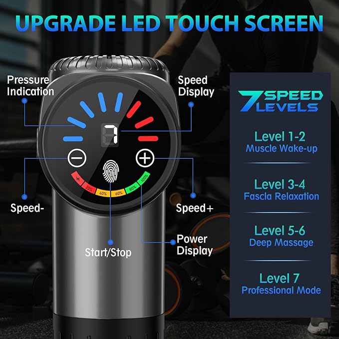 TOLOCO Massage Gun, Deep Tissue Back Massage for Athletes for Pain Relief, Percussion Massager with 10 Massages Heads & Silent Brushless Motor, Christmas Gifts for Women, Men, Grey