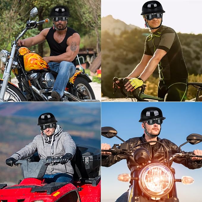 German Style Skull Cap Adult Men Women Half Shell Helmet, DOT Approved Retro Face Helmet for Cruiser Scooter Chopper