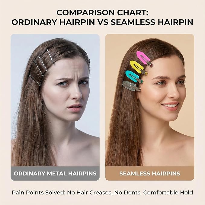 No Crease Hair Clips Makeup Pin Curl Clip Bulk 40Pcs Multicolor No Bend Dent Bang Creaseless Hair Clips for Makeup Application Bangs Hairpin Setting Pins Clip for Women Styling (Multicolor)