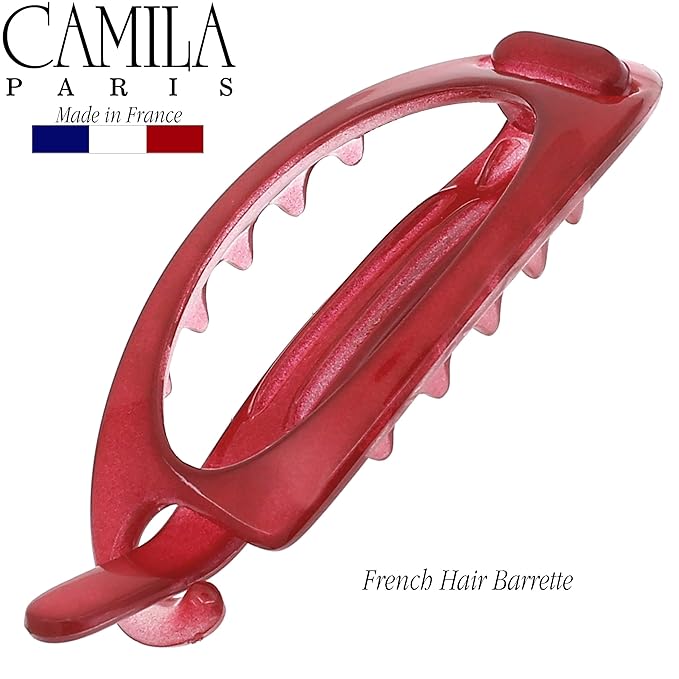 Camila Paris CP3118 French Hair Barrette Clip, Flexible Ponytail Holder No Metal Parts, Strong Hold Grip Hair Clips for Women, No Slip and Durable Styling Girls Hair Accessories, Made in France