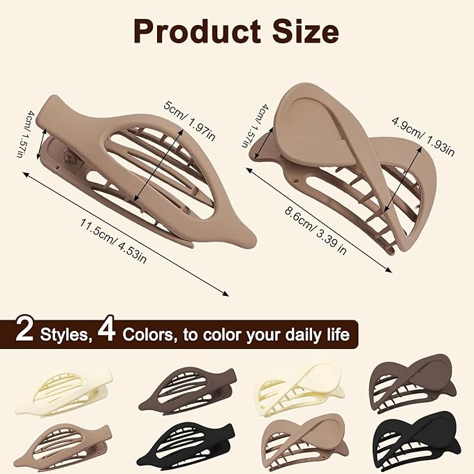 8PCS French Flat Hair Clips for Women Duckbill Hair Clips for Thick& Thin Hair Fashion Matte Claw Clips 2 Styles