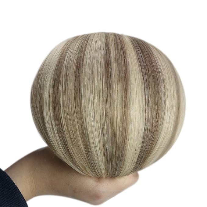 YoungSee Highlight Clip in Human Hair Extensions 22 inch Real Human Hair Extensions Clip ins Blonde Highlights with Light Brown Clip in Extensions Long Straight Hair 7Pcs 120G