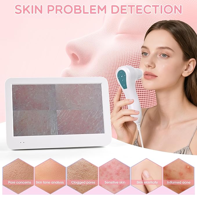 Scalp and Skin Analysis Machine, 12 Inch Digital Scalp Camera with 50x/200x Lenses, Rechargeable Skin Health Detection Use for Home, Spa and Salon