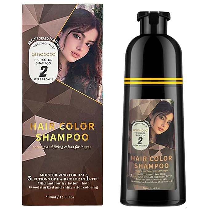 Hair Dye Shampoo, 3 in 1 Gray Hair Coverage, One-Step Wash-In Hair Dye, Shampoos for Color Treated Hair, Semi Permanent Hair Color Shampoo for Women & Men, 13.6 fl. oz,(Deep Brown)