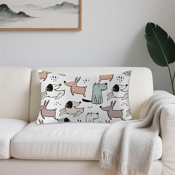 Satin Pillowcase 1 Pack-Cute Dogs Dog Silky Pillow Cover for Hair and Skin,King Size 20x36 Inch Soft Cooling Printed Pillow Cases with Hidden Zipper,Gifts for Women Men