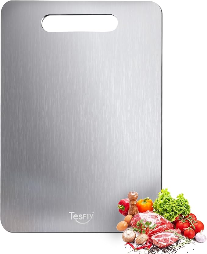 Titanium Cutting Board -100% Pure Titanium Cutting Boards For Kitche,Easy to clean, Double-sided food-grade Cutting Board For Meats, Fruits And Vegetables (15 * 11)