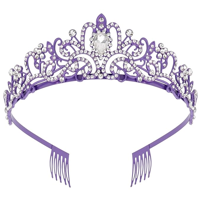 Didder Purple Tiara Crown Headband Princess Crowns for Women Girls with Combs Princess Tiaras for Little Girls Bridal Wedding Prom Birthday Party Halloween Princess Costume Crown
