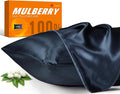 100% Mulberry Silk Pillowcase for Hair and Skin, 22 Momme Pure Natural Silk Pillow Case Both Sided with Zipper, Pillow Cover for Women Mom Men (Navy Blue, Queen 20''×30'', 1 Pack)