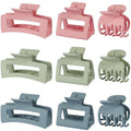 3 Style Hair Accessories for Women: Medium Rectangle Clips for Thick Hair, Square Clips for Thin Hair - 9 pcs Colorful Set
