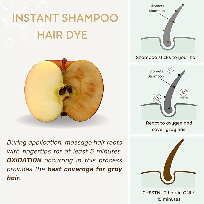 Chestnut Hair Dye Shampoo 3 IN 1 - Hair Color Shampoo Grey Coverage in Minutes Ammonia Free Instant Coloring Gift for Mom Dad (Chestnut Pack 2)