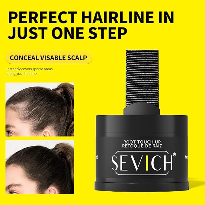 SEVICH Magnetic Hairline Powder with Brush | Refillable Root Touch Up for Sparse Hairlines & Gray Coverage | Waterproof, Sweat-Proof & Smudge-Proof | Natural & Invisible Hair Concealer (Dark Brown)