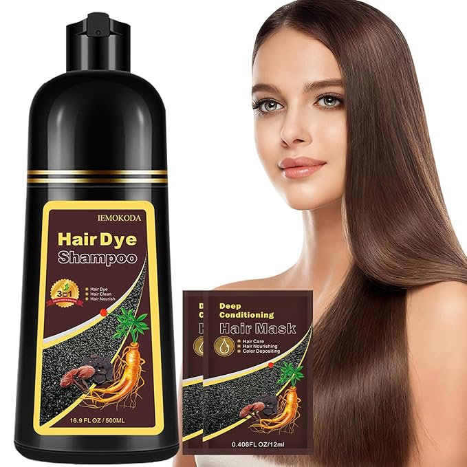 Instant Light Brown Hair Dye Shampoo for Vibrant Hair Color, Natural Herbal Hair Color Shampoo Hair Dye, 3 in 1 Coloring & Care Formula Lasts 3-4 Weeks, Easy & Quick to Use for Women Men, 500ML
