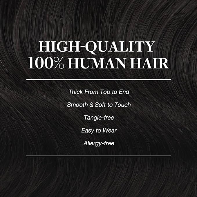 GOO GOO Clip in Hair Extensions Real Human Hair, Remy Human Hair Extensions Clip ins for Women, Natural Human Hair, 18inch 70g 2Pcs, #1B Natural Black