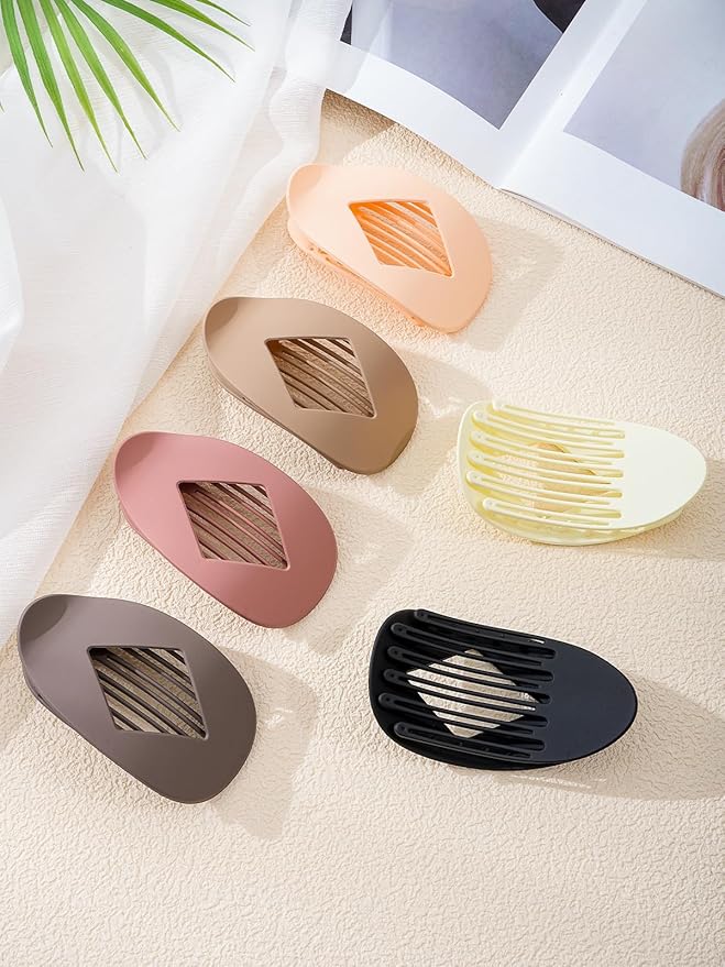 6 PCS Flat Hair Clips for Women - French Medium Flat Claw Clips for Thick Thin Hair, Strong Grip Non Slip Hair Claw Clips for Women Girls
