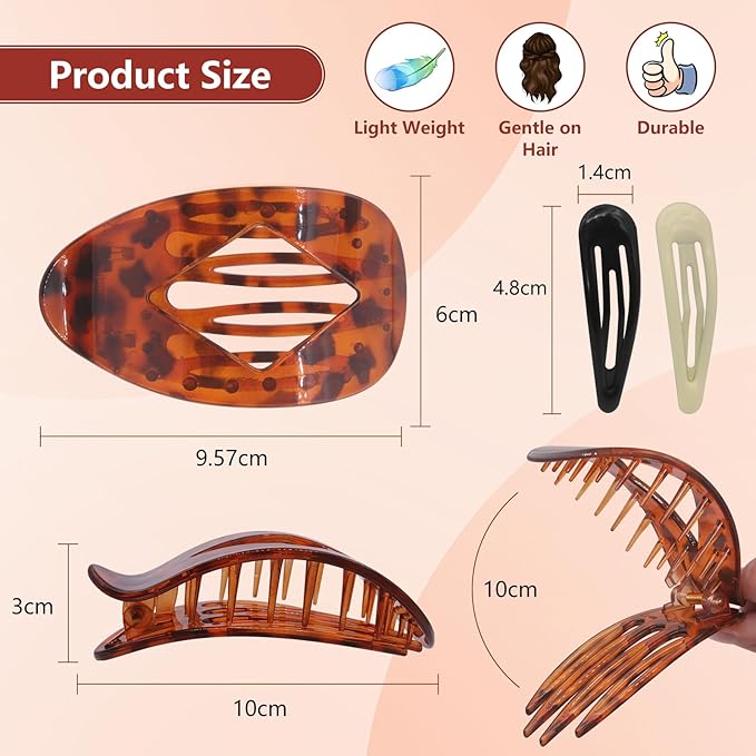 4 PCS Duckbill Flat Hair Clips - Elegant Flat Claw Clips for Women and Girls - Strong Hold Grip French Hair Clips for Thick Thin Hair - Stylish Medium Classic Accessories Hair Barrettes (4PCS-Color-4)