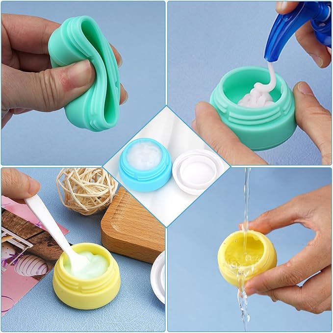 Travel Containers for Toiletries 6 Pack 0.7oz TSA Approved Size Silicone Jars With Lids Leak-proof Accessories for Cosmetic Makeup Cream
