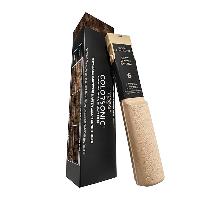 L'Oreal Paris Colorsonic Permanent Hair Dye Cartridge, Vibrant Hair Color for Root Touch Up, Gray Coverage or All Over Color in just 5 Minutes, 6 Light Natural Brown (Coloring Device Sold Separately)