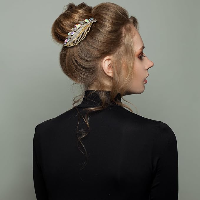 Geyoga 6 Pieces Vintage Hair Barrettes for Women Retro Flower French Pearl Crystal Rhinestones Clips Hair Pins for Women Styling Accessories(Novelty Style)