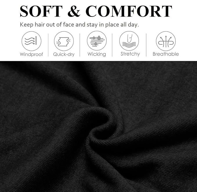 Huachi Black Headbands for Women Wide Headbands for Women Non Slip Thick Womens Headband Boho Elastic Hair Bands for Women's Hair Stretchy Sweat Head Band for Workout Running Working