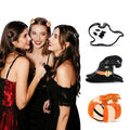 Mini Cute Acetate Hair Claw Clips for Women- Italian Designed Original Handmade Vintage Halloween Hair Accessories- Pumpkin, Witch Hat, Ghost, Nonslip, Plant-Based, Gift Boxed, 3-Pack