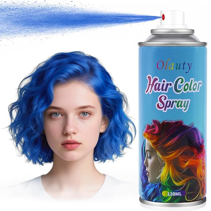 Blue Temporary Hair Color Spray for Kids Women, One-Day Temporary Hair Dye Spray Washable Hair Color Wax Non-Sticky For Cosplay Party DIY, Christmas, Halloween, Crazy Hair Day (Blue)