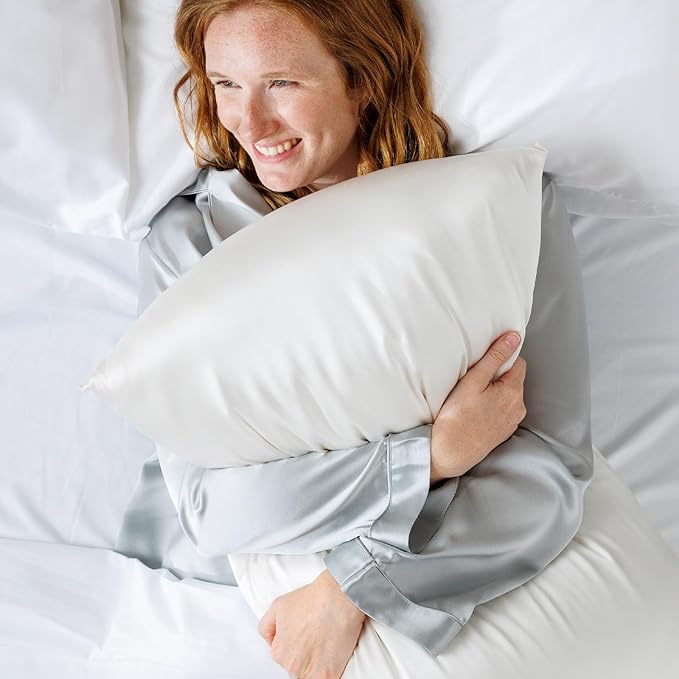 Fishers Finery 25mm 100% Pure Mulberry Silk Pillowcase Set (Silver King 2 Pack)