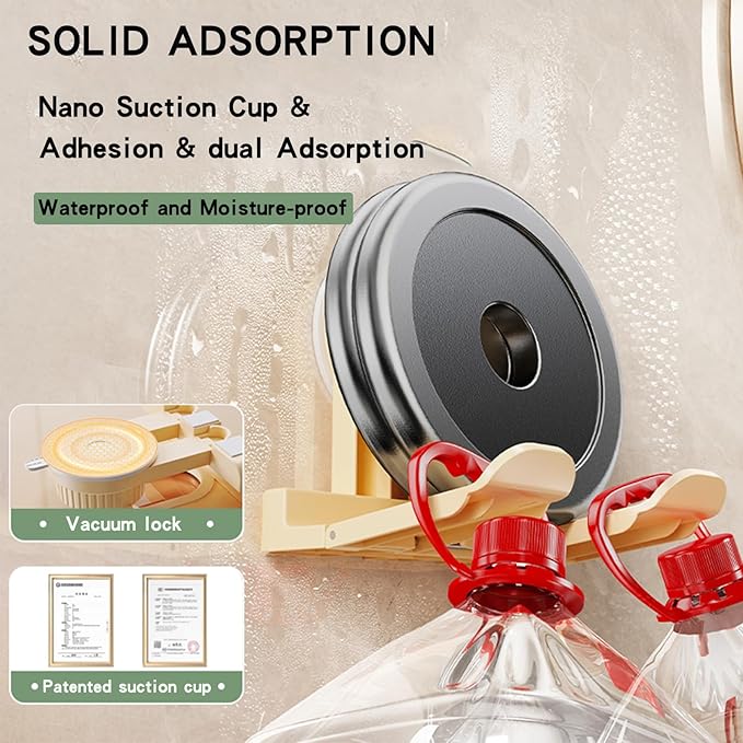 Universal Hair Dryer Holder,Blow Dryer Hanger Wall Mount for Hair Dryer Storage with Strong Suction Cup & Locking Latch + Plug&Cord Organizer,For Bathroom,Vanity,and Cabinet Door（Apricot）