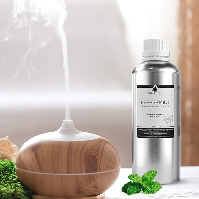VINEVIDA Peppermint Essential Oil - 32 oz - Undiluted - DIY Candle Scents - Bulk for Soap Making & Skin Safe