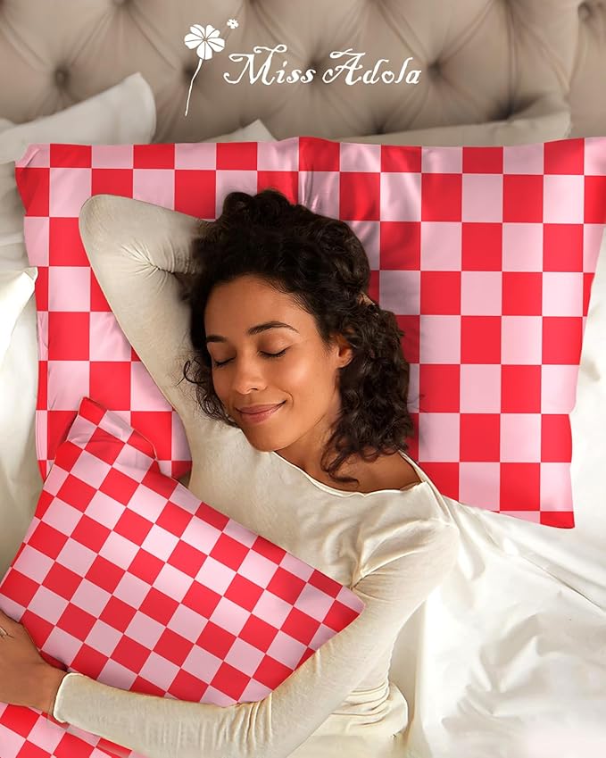 2 Pack Mulberry Silk Pillowcase for Hair and Skin - Standard Size 20 x 26 Inches with Hidden Zipper PK Check 19 Momme Soft Sleeping Silk Pillow Case for Women, Moms