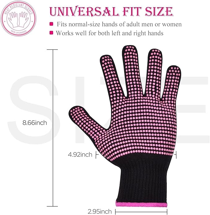 Heat‑Resistant Gloves–Silicone‑Grip Protection for Hair Styling, Curling & Flat Iron, Heat Press, Sublimation–Universal Fit
