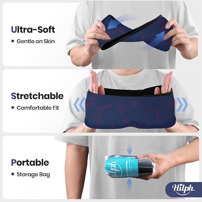 Hilph Adjustable Migraine Relief Cap with Thickened Gel Cold Compress, Headache Relief Cap, Face Cooling Mask Gel Head Wrap for Tension, Stress & Hangover, Soothing Gifts for Women Men Blue