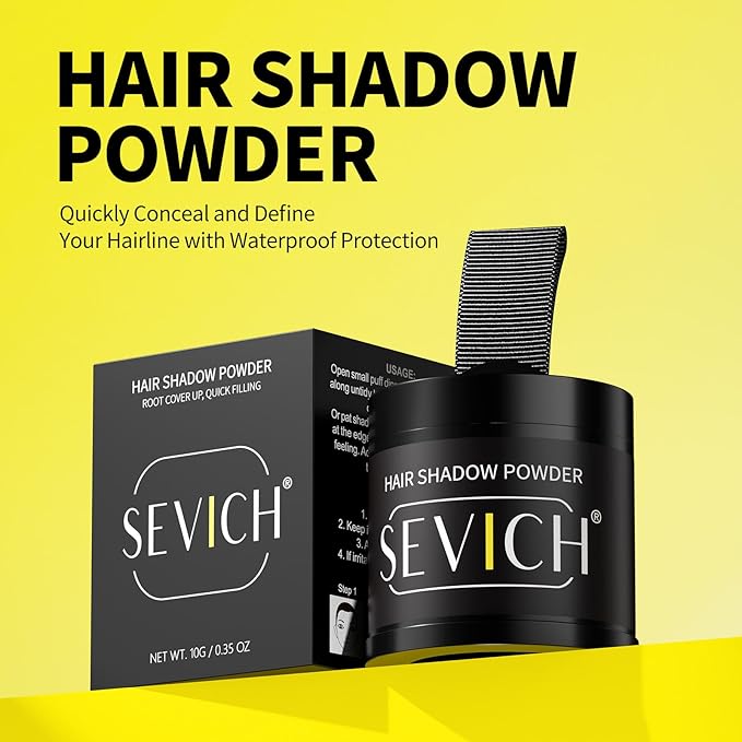 Sevich Hairline Powder 10g 2-Pack with Brush, Instantly Conceals Hair Loss & Thinning, 48H Waterproof Root Touch Up Powder, Natural Hair Shadow Toppers for Women & Men, 2 Box = 5 Boxes,Medium Brown