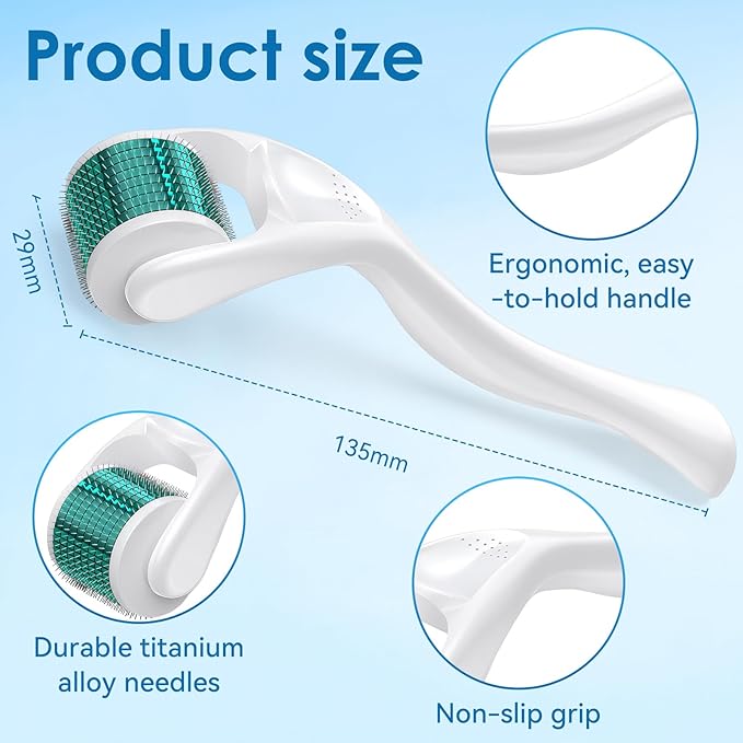 Derma Roller for Face, Beard & Scalp – 0.3 mm 540 Titanium Microneedle Roller for Men & Women – At-Home Skin & Beard Care Tool with Storage Case(0.3 mm)